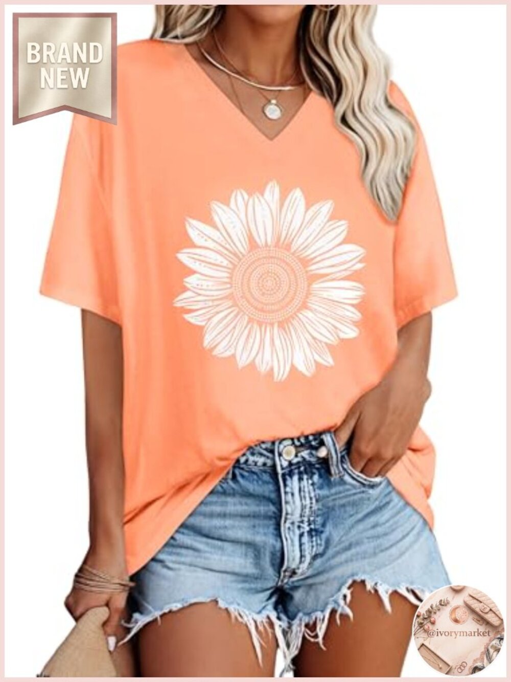 Oversized Graphic V-Neck T-Shirts for Women Short Sleeve Summer Casual Tops
